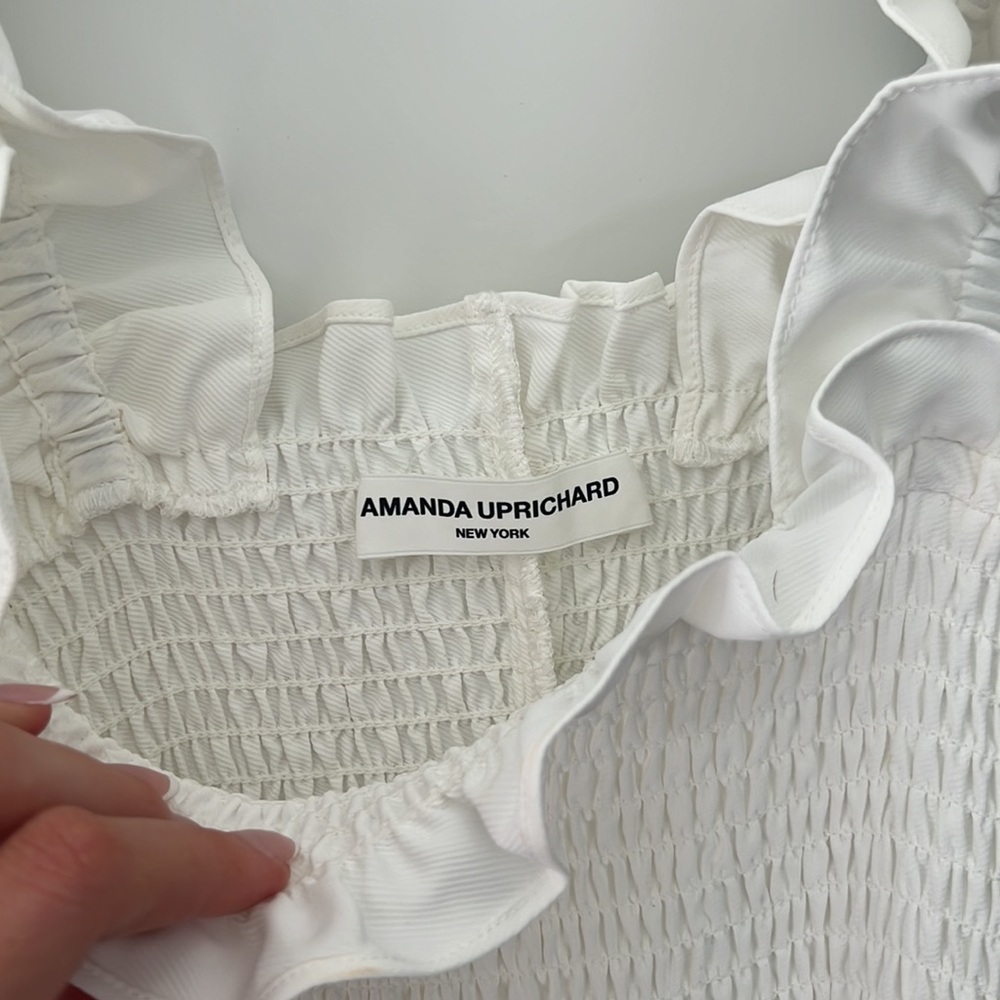 Amanda Uprichard Adelene Midi Dress Ivory Smocked - small - Picture 5 of 6